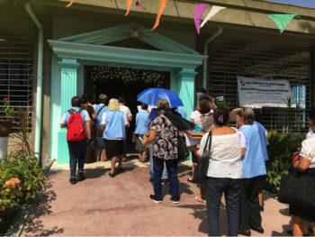 PWHS members enter the Holy Door at the Mary Mediatrix Cathedral, Digos.
