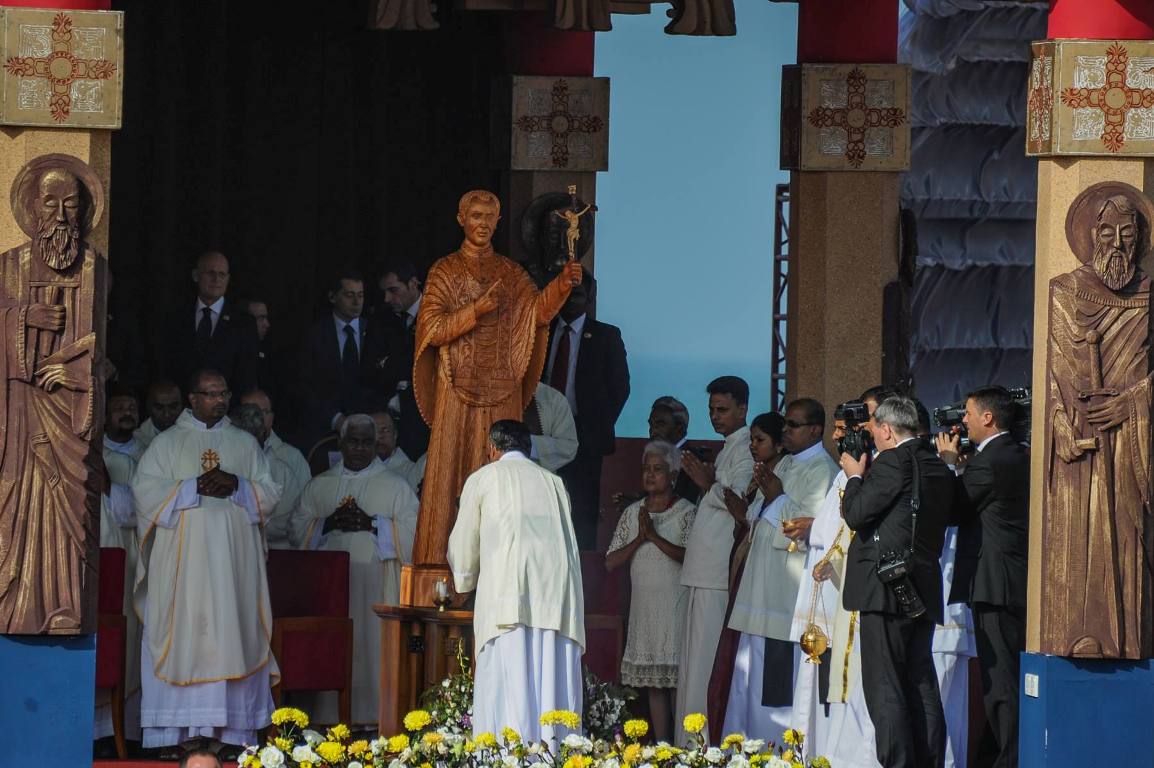 Pope Francis canonized St. Joseph Vaz today at the Galle Face Green, Colombo, Sri Lanka, Jan. 14, 2015. (Photo: Roy Lagarde)