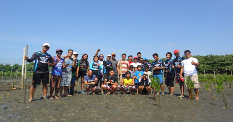 Dream come true. Solidarity planting at the adopted mangrove area of Hiraya Minokawa Dabaw on 78th Araw ng Dabaw, March 16, 2015. (Photo courtesy of Base Camp dragon boat team)