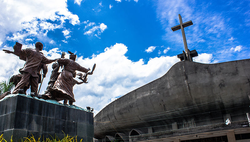 The Commemorative monument of Peace and unity fronting San Pedro Cathedral in Davao City