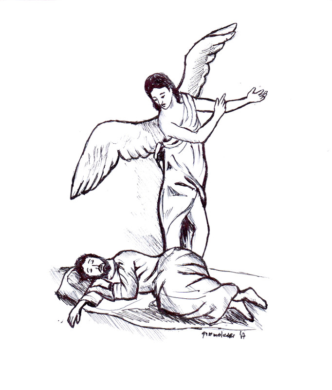 Sleeping St. Joseph caricature