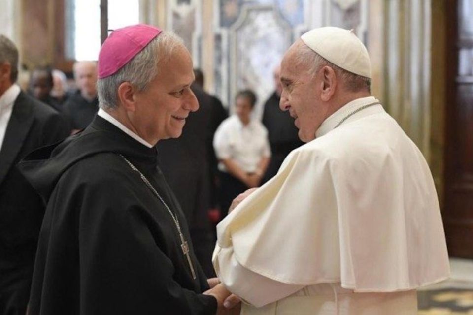 Bishop Robert Francis Prevost with Pope Francis