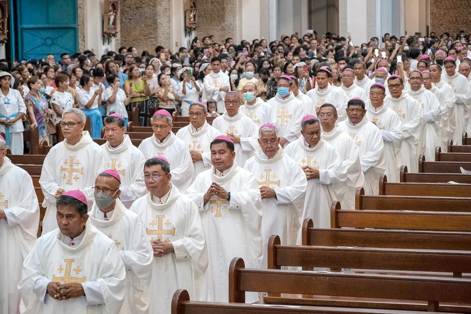 Catholic bishops during Mass at the Cathedral Parish of Saint John the Baptist in Kalibo, Aklan