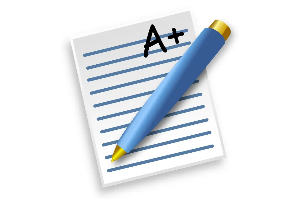 stock image of pen and school report score/grade