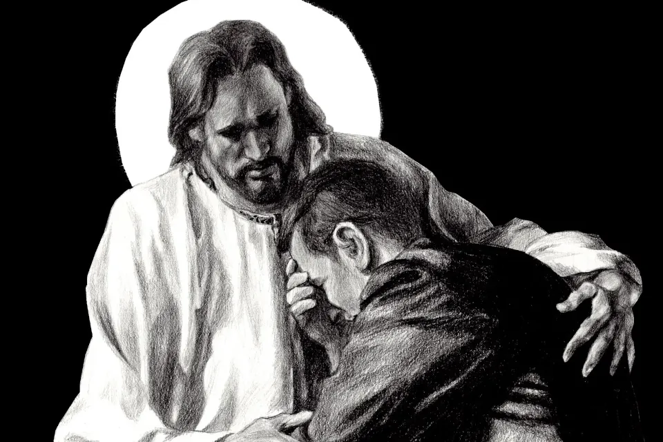 confession Jesus drawing illustration