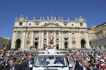 Pope Leo greets pilgrims during the Jubilee of Families, Children, Grandparents, and the Elderly on Sunday, June 1, 2025.