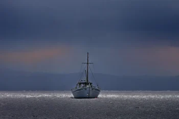 stock photo of a boat, ship at sea