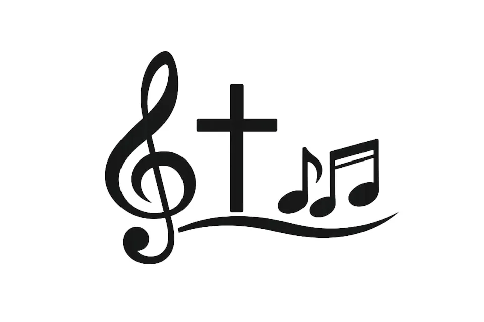 editorial music note cross - singing the faith