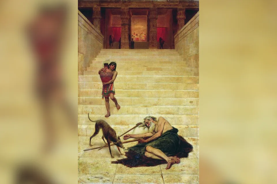 Lazarus at the rich man's gate by Fyodor Bronnikov, 1886