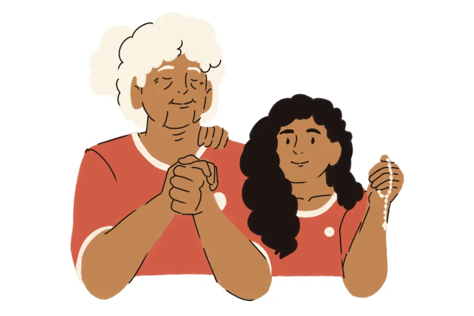 editorial praying rosary with grandma canva